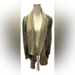 Staring at Stars Beige Geometric Knit Open Front Cardigan | Women's S